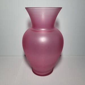 Pink Frosted 8½" Tall Glass Vase